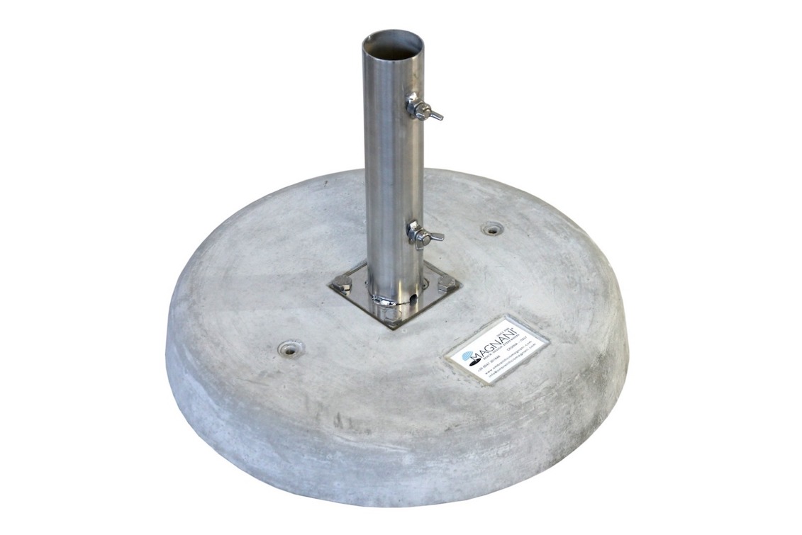 SOCLE CIMENT FIBRE DE VERRE TUBE INOX Pied de parasol en ciment