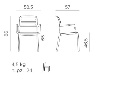 Chaise Costa avec accoudoirs