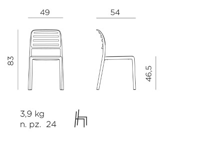 Chaise costa sans accoudoirs - modèle Bistrot