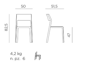 Chaise Design d'Extérieur pour Professionnels - Gamme Trill - En Polypropylène