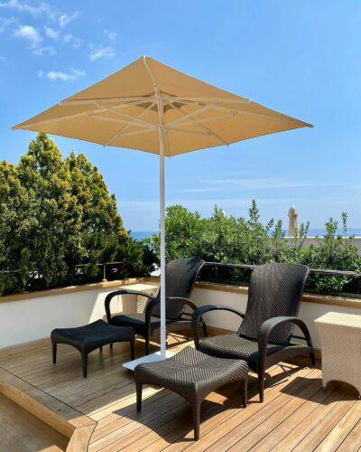 Tempera Parasol Pour Table D'extérieur De 3 M Avec Bouton-poussoir D